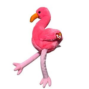 Ty Pinky Flamingo Beanie Buddy Plush1998 Polyester Fiber Pellets Pink 16 Inch